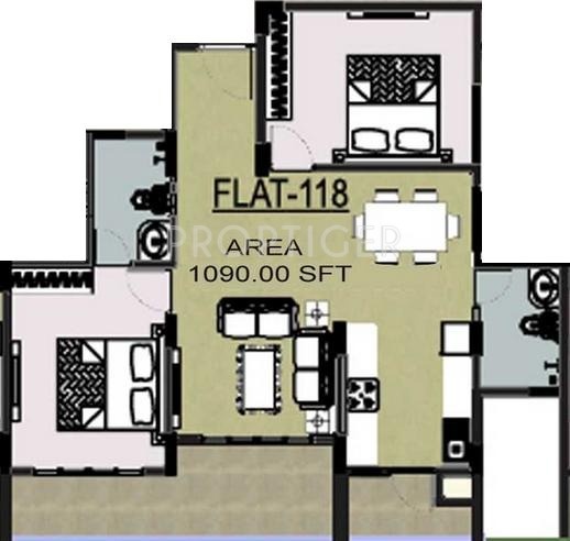 Mahaveer Carnation (2BHK+2T (1,090 sq ft) 1090 sq ft)