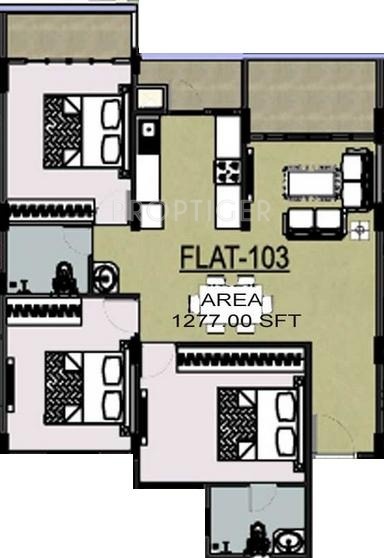 Mahaveer Carnation (3BHK+2T (1,277 sq ft) 1277 sq ft)