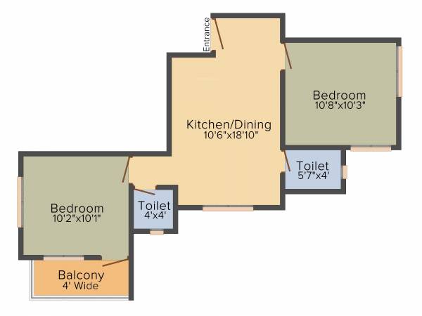 Mondal Sunrise Apartment (2BHK+2T (668 sq ft) 668 sq ft)