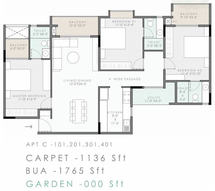 Land Capital Primero (3BHK+3T (1,765 sq ft) 1765 sq ft)