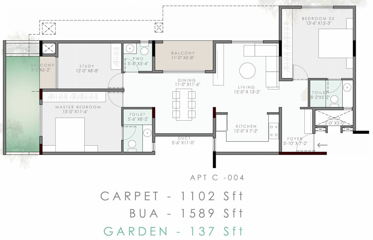 Land Capital Primero (3BHK+2T (1,589 sq ft) 1589 sq ft)