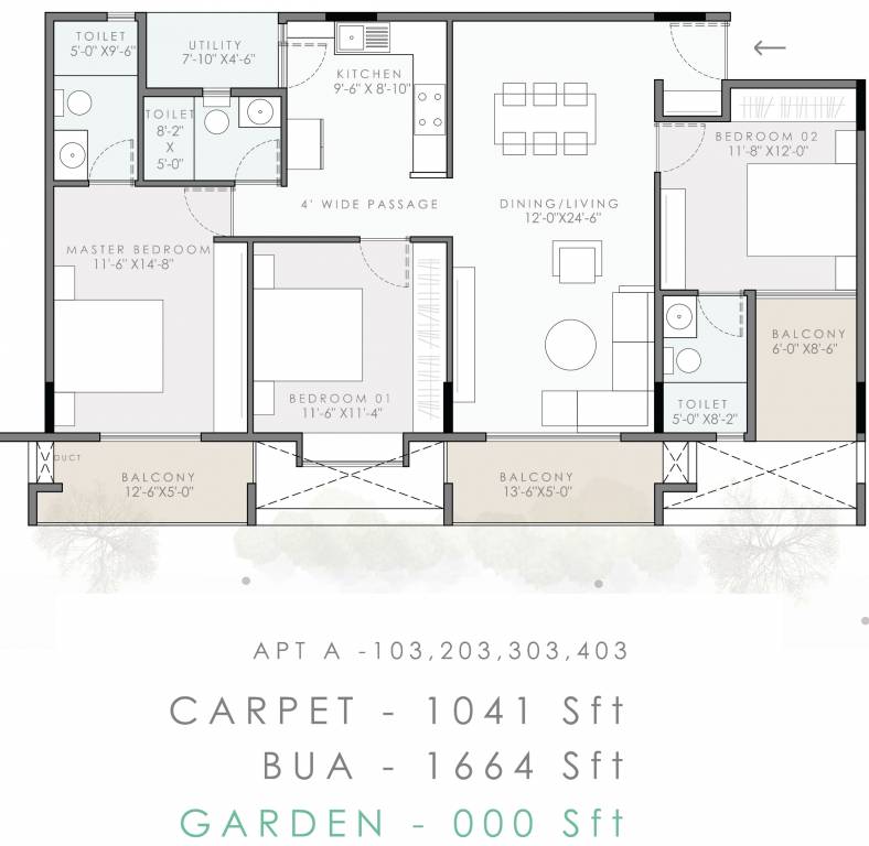 Land Capital Primero (3BHK+2T (1,664 sq ft) 1664 sq ft)