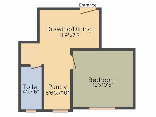 Ganpati Teen Kanya (1BHK+1T (434 sq ft) 434 sq ft)