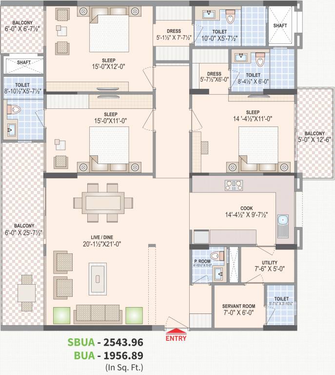 Felicity Aventura (3BHK+3T (2,543.96 sq ft) + Servant Room 2543.96 sq ft) Felicity Aventura (3BHK+3T (2,543.96 sq ft) + Servant Room 2543.96 sq ft)