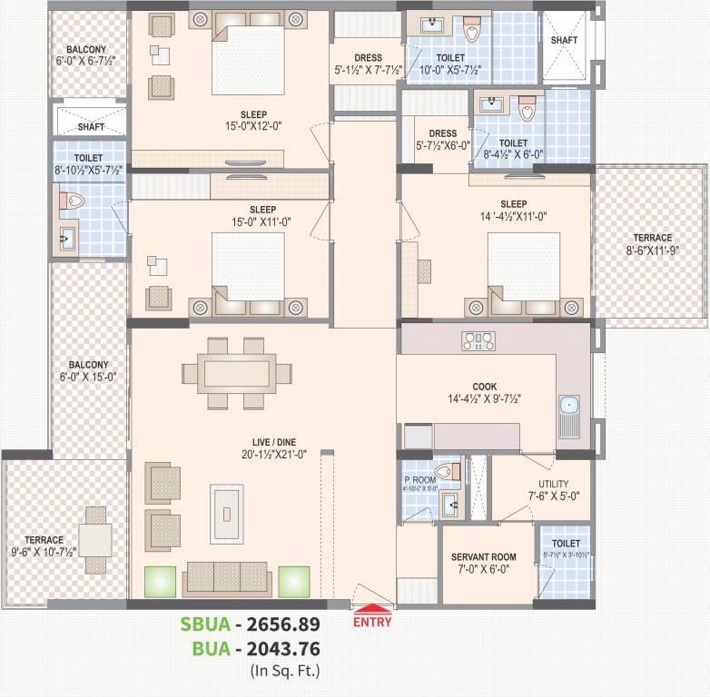 Felicity Aventura (3BHK+3T (2,656.89 sq ft) + Servant Room 2656.89 sq ft) Felicity Aventura (3BHK+3T (2,656.89 sq ft) + Servant Room 2656.89 sq ft)