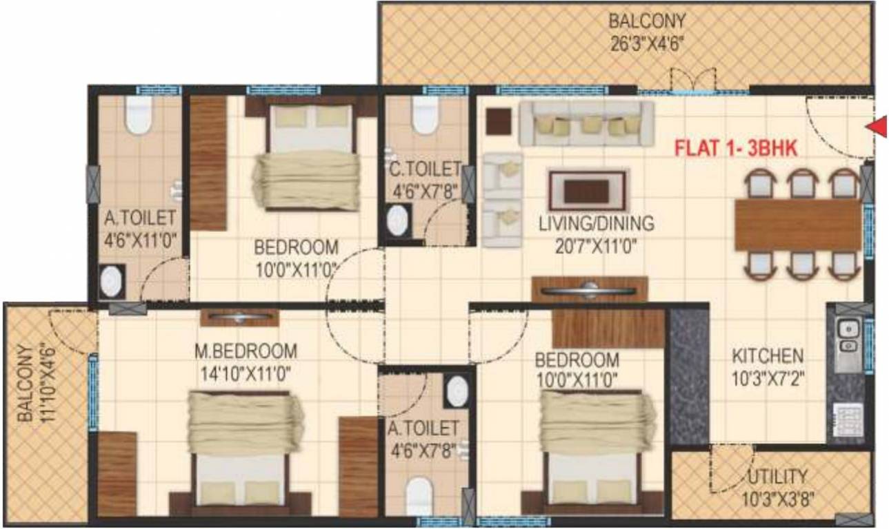 Green Leaf Ishanvi Green Leaf (3BHK+3T (1,483 sq ft) 1483 sq ft)