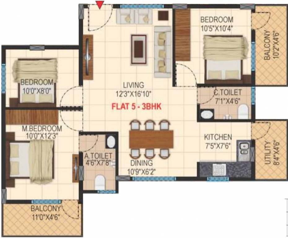 Green Leaf Ishanvi Green Leaf (3BHK+2T (1,236 sq ft) 1236 sq ft)