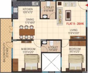 Green Leaf Ishanvi Green Leaf (2BHK+2T (1,130 sq ft) 1130 sq ft)