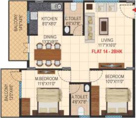 Green Leaf Ishanvi Green Leaf (2BHK+2T (1,125 sq ft) 1125 sq ft)
