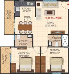 Green Leaf Ishanvi Green Leaf (2BHK+2T (1,169 sq ft) 1169 sq ft)