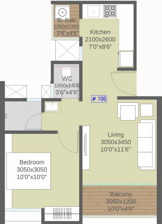 Majestique Rhythm County Phase 1 (1BHK+1T (375.88 sq ft) 375.88 sq ft)