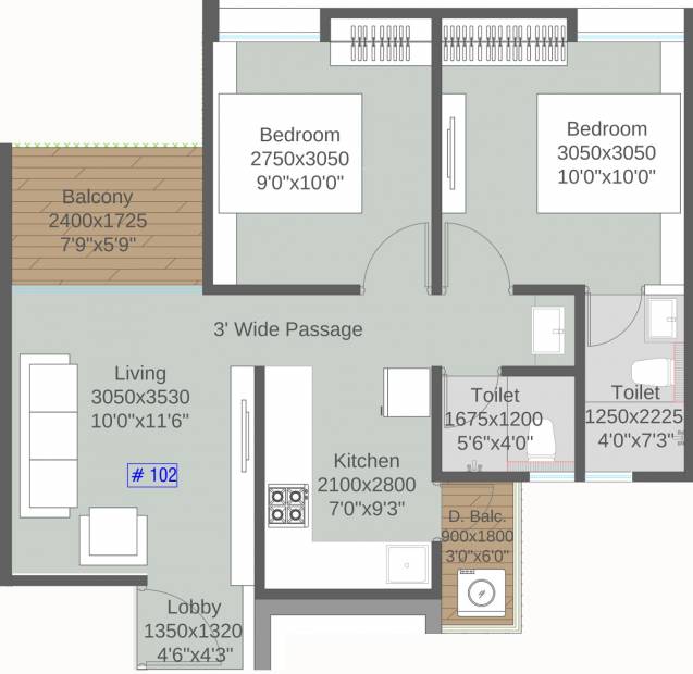 Majestique Rhythm County Phase 1 (2BHK+2T (514.62 sq ft) 514.62 sq ft)