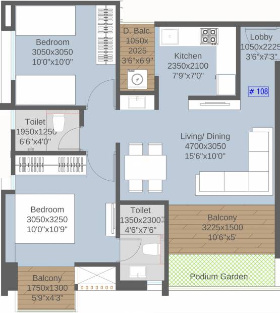 Majestique Rhythm County Phase 1 (2BHK+2T (555.20 sq ft) 555.2 sq ft)