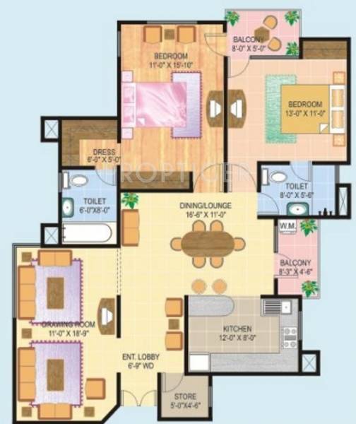 Eldeco Elegance (2BHK+2T (1,427 sq ft) 1427 sq ft)