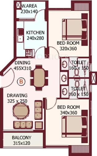 National Empress Garden (2BHK+2T (1,010 sq ft) 1010 sq ft)
