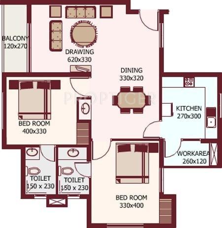 National Empress Garden (2BHK+2T (1,175 sq ft) 1175 sq ft)