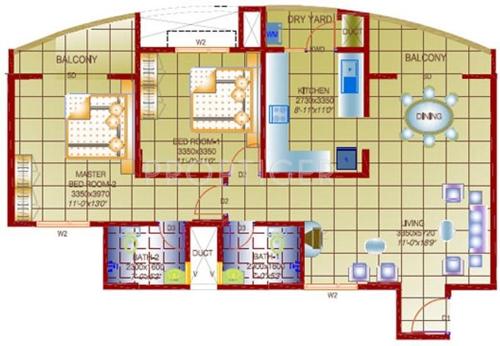 Confident Antlia III (2BHK+2T (1,255 sq ft) 1255 sq ft)