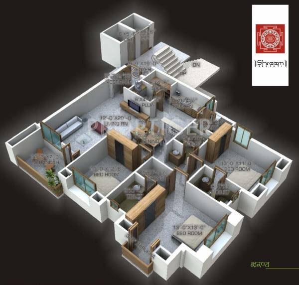 Shreem Shrushti (3BHK+3T (2,300 sq ft) 2300 sq ft)