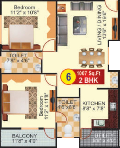 Sri Infra Heights (2BHK+2T (1,007.00 sq ft) 1007 sq ft) Sri Infra Heights (2BHK+2T (1,007.00 sq ft) 1007 sq ft)
