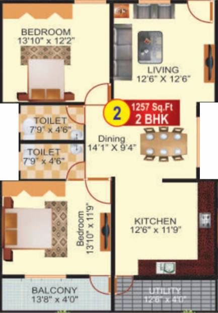 Sri Infra Heights (2BHK+2T (1,257.00 sq ft) 1257 sq ft)
