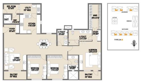 Adarsh Palm Retreat Tower 1 (3BHK+3T (1,879 sq ft)   Study Room 1879 sq ft)