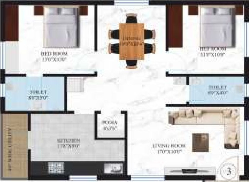 Arunodaya Blue Bells (2BHK+2T (1,170 sq ft) 1170 sq ft)