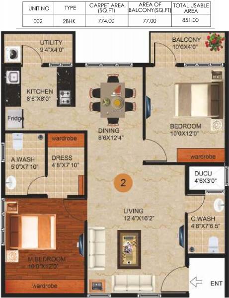 Peace Paramount (2BHK+2T (1,157 sq ft) 1157 sq ft)