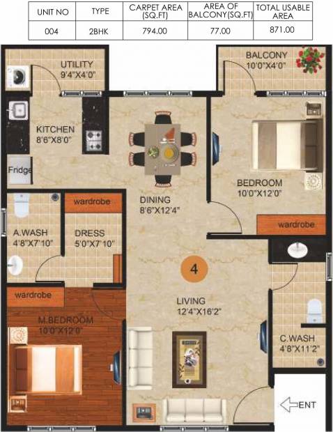 Peace Paramount (2BHK+2T (1,177 sq ft) 1177 sq ft)