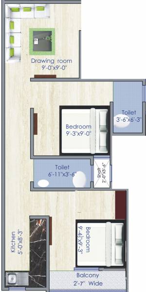 HomeSaar Shree Shyam Apartments (2BHK+2T (530 sq ft) 530 sq ft)