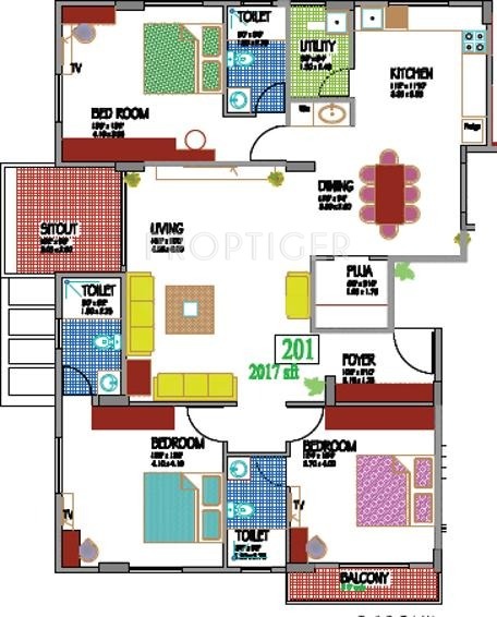 Narayan Leo (3BHK+3T (2,017 sq ft) 2017 sq ft)