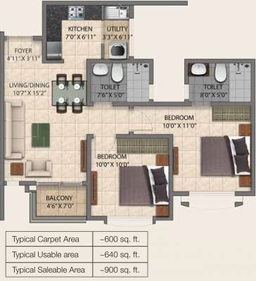 Provident Park Square Phase 3 Towers 5A and 5B (2BHK+2T (900 sq ft) 900 sq ft) Provident Park Square Phase 3 Towers 5A and 5B (2BHK+2T (900 sq ft) 900 sq ft)
