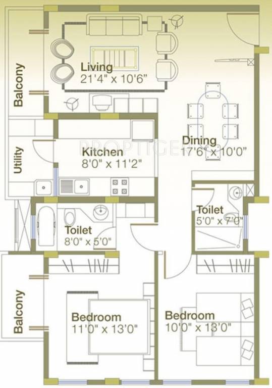 Spectra Sylvan (2BHK+2T (1,125 sq ft) 1125 sq ft)