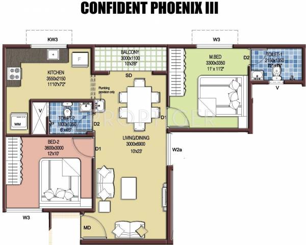 Confident Phoenix III (2BHK+2T (935 sq ft) 935 sq ft) Confident Phoenix III (2BHK+2T (935 sq ft) 935 sq ft)
