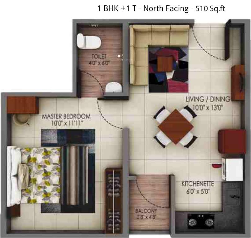 Urbanrise Code Name Million Carats (1BHK+1T (510 sq ft) 510 sq ft)