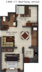 Urbanrise Code Name Million Carats (2BHK+2T (649 sq ft) 649 sq ft)