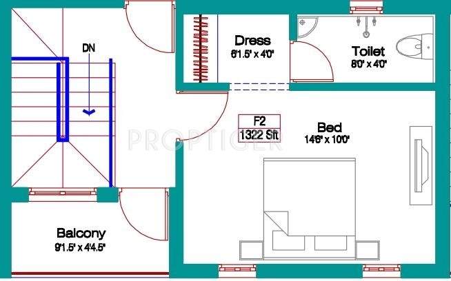 Intech Ponni (2BHK+2T (1,322 sq ft)   Pooja Room 1322 sq ft)