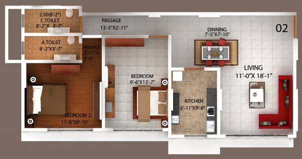 Bajaj Enchante Panchsheel CHSL (2BHK+2T (719 sq ft) 719 sq ft)