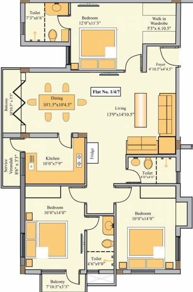 Golden Platinum 63 (3BHK+3T (1,532 sq ft) 1532 sq ft)
