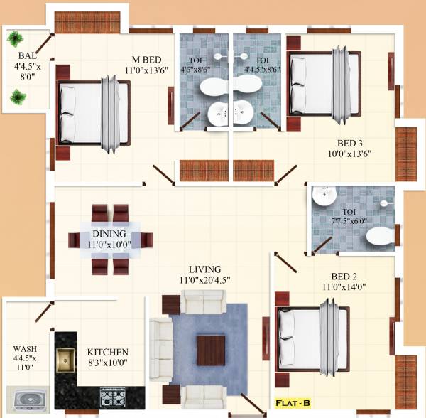 India Rajkand Regency (3BHK+3T (1,500 sq ft) 1500 sq ft)