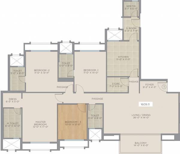 Hiranandani Glendale (4BHK+4T (1,609.10 sq ft) 1609.1 sq ft)