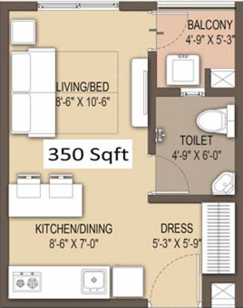 GM Orchid Enclave (1BHK+1T (350 sq ft) 350 sq ft)