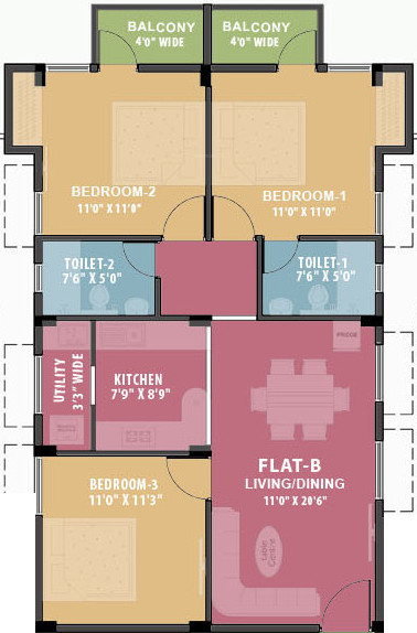 Ramaniyam Mandhagini (3BHK+3T (1,155 sq ft) 1155 sq ft)