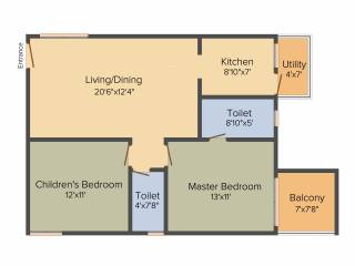 Sanjeevini Sanctuary (2BHK+2T (1,062 sq ft) 1062 sq ft)