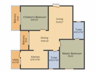 Sanjeevini Sanctuary (2BHK+2T (1,160 sq ft) 1160 sq ft)