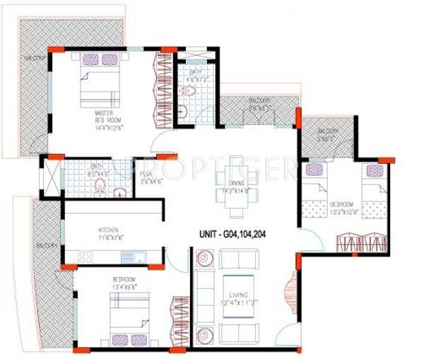 Narayan Virgo (3BHK+2T (1,443 sq ft) + Pooja Room 1443 sq ft)