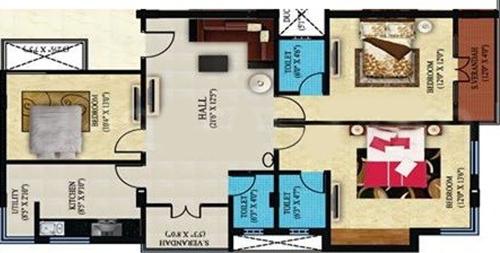 Quince Liveras (3BHK+3T (1,101.90 sq ft) 1101.9 sq ft)