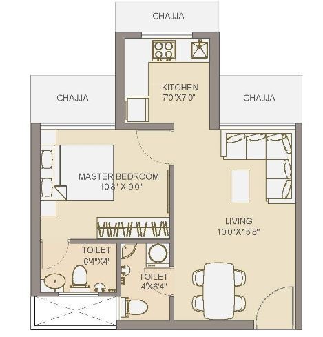 Chandak Next Wing A (1BHK+1T (368.02 sq ft) 368.02 sq ft)