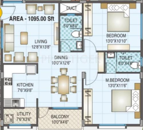 VRR Spoorthi (2BHK+2T (1,095 sq ft) 1095 sq ft)