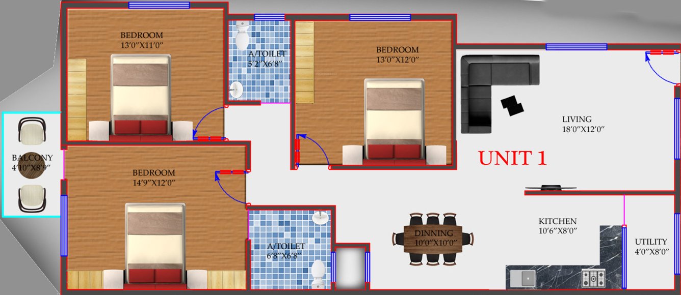 A Knight Swasthall (3BHK+2T (1,495 sq ft) 1495 sq ft)