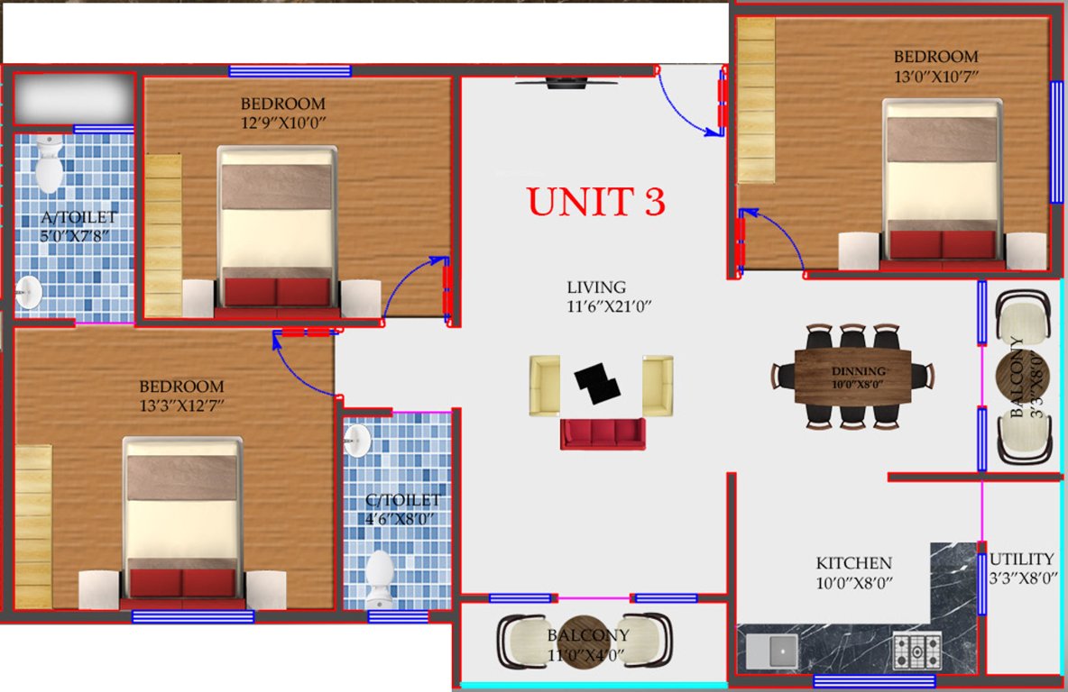 A Knight Swasthall (3BHK+2T (1,501 sq ft) 1501 sq ft)